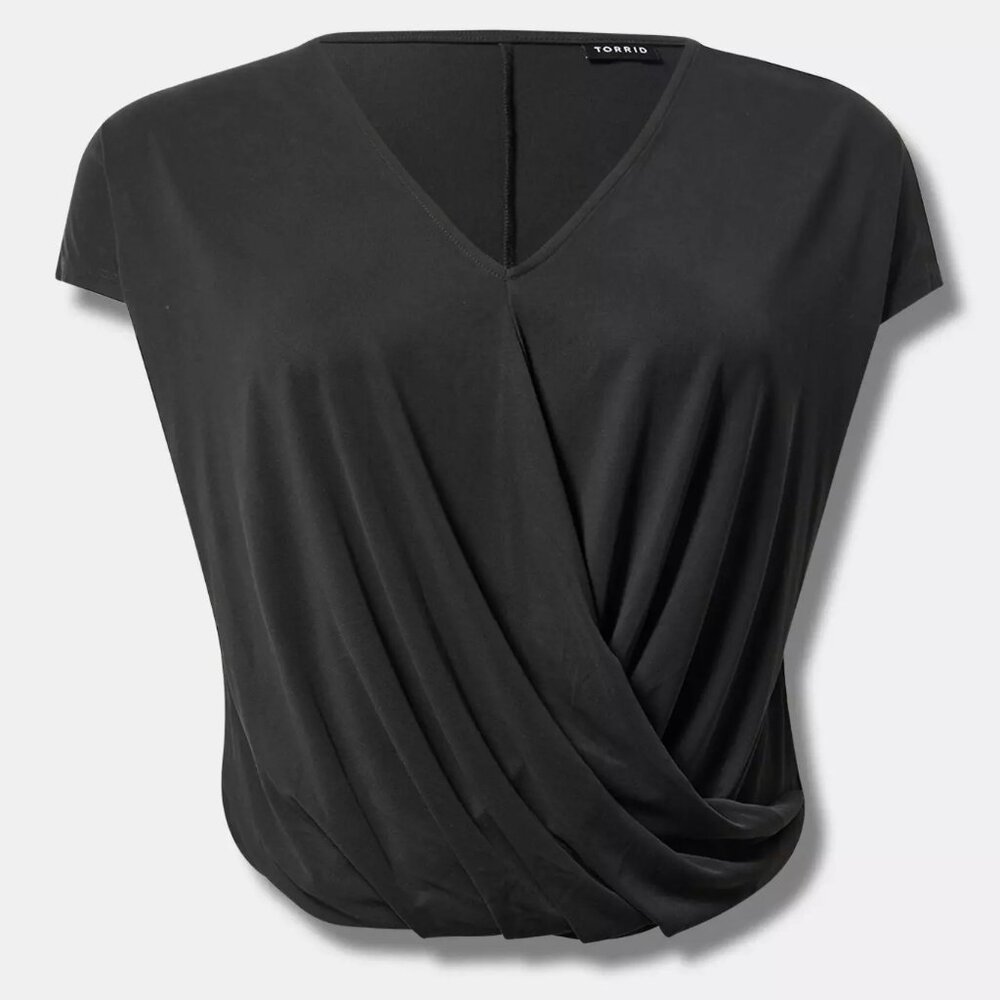 Torrid NWT Black V-Neck Short Sleeve Blouse Size 1X